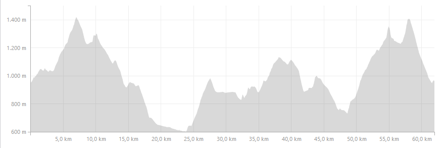 Höhenprofil des Arberland Ultratrail (c) strava.com