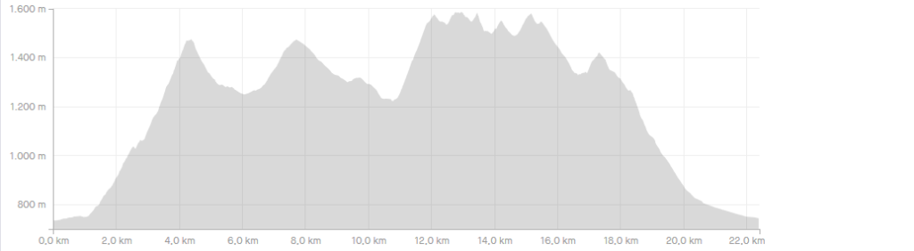 Höhenprofil der Hirschbachtalumrundung (c) strava.com