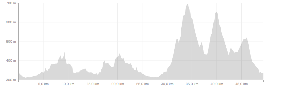 Höhenprofil des Borderland Ultra (c) strava.com