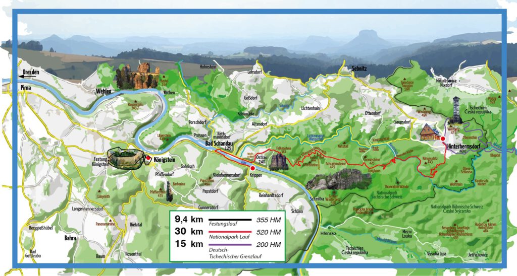 Alle drei Strecken der Panorama Tour (c) Lausitzer-Sportevents e.V.